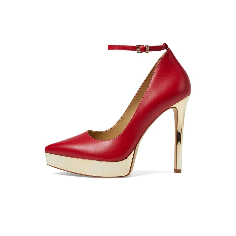 MICHAEL KORS XENIA ANKLE STRAP PUMP CRIMSON 6.5 M - Picture 4 of 5